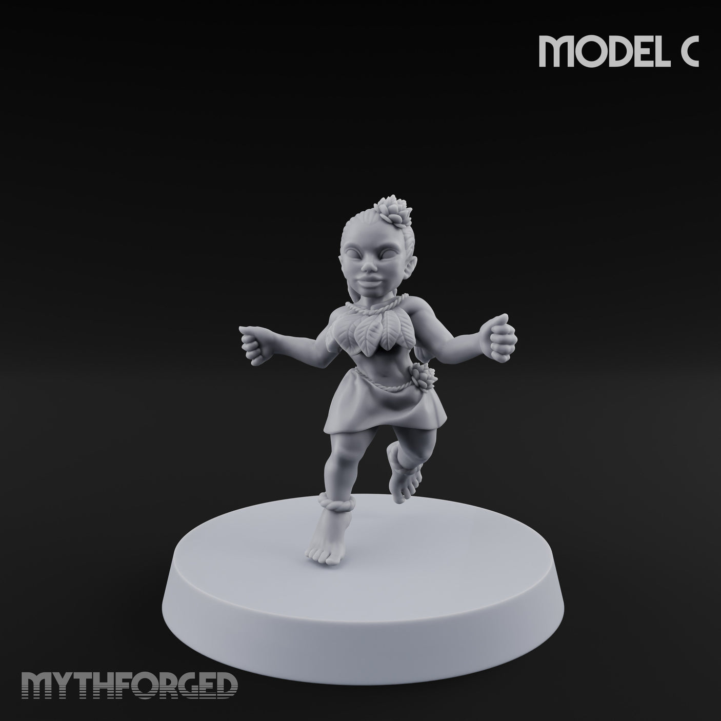 Hula Dancing Halfling Dancer C Miniature for Dungeons and Dragons, Pathfinder or other TTRPGs
