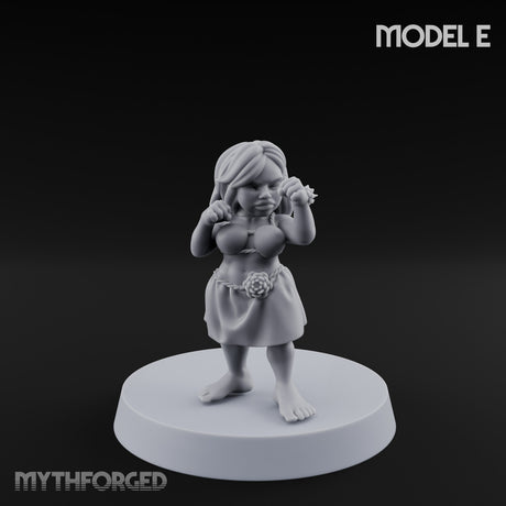 Hula Dancing Halfling Dancer E Miniature for Dungeons and Dragons, Pathfinder or other TTRPGs