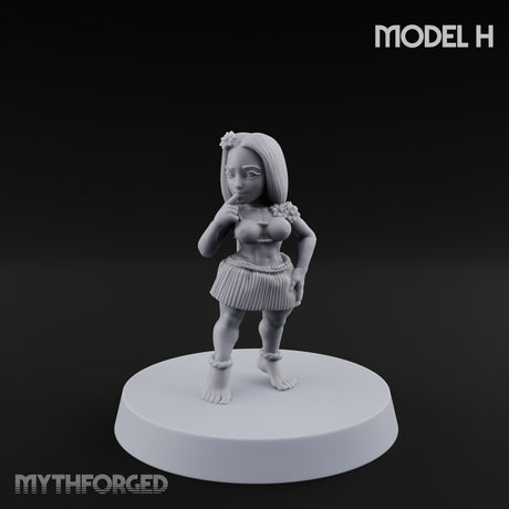 Hula Dancing Halfling Dancer H Miniature for Dungeons and Dragons, Pathfinder or other TTRPGs