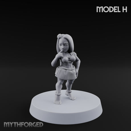 Hula Dancing Halfling Dancer H Miniature for Dungeons and Dragons, Pathfinder or other TTRPGs
