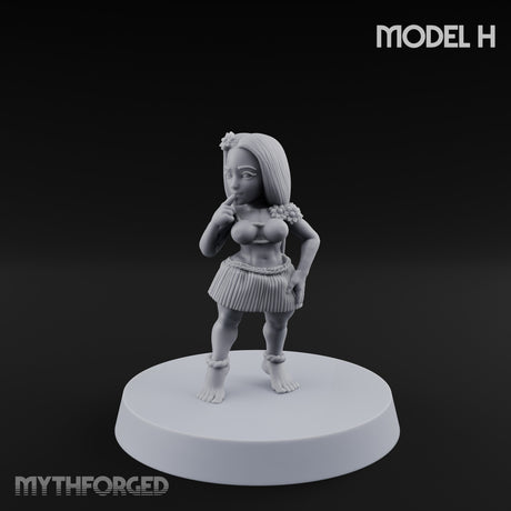Hula Dancing Halfling Dancer H Miniature for Dungeons and Dragons, Pathfinder or other TTRPGs