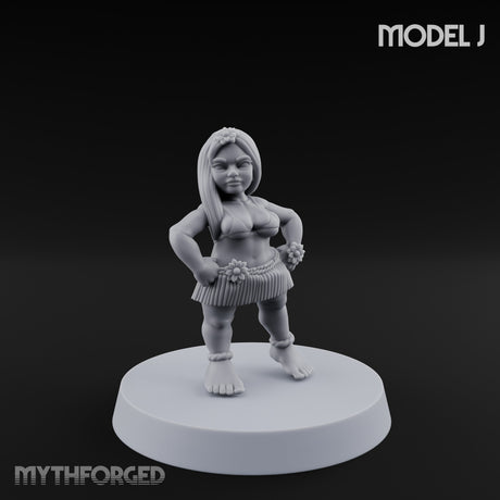 Hula Dancing Halfling Dancer J Miniature for Dungeons and Dragons, Pathfinder or other TTRPGs