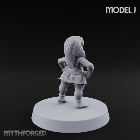 Hula Dancing Halfling Dancer J Miniature for Dungeons and Dragons, Pathfinder or other TTRPGs