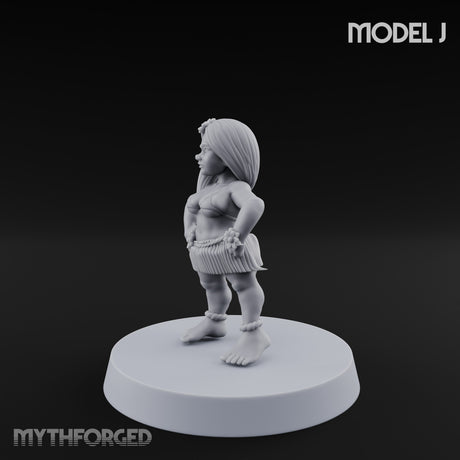 Hula Dancing Halfling Dancer J Miniature for Dungeons and Dragons, Pathfinder or other TTRPGs