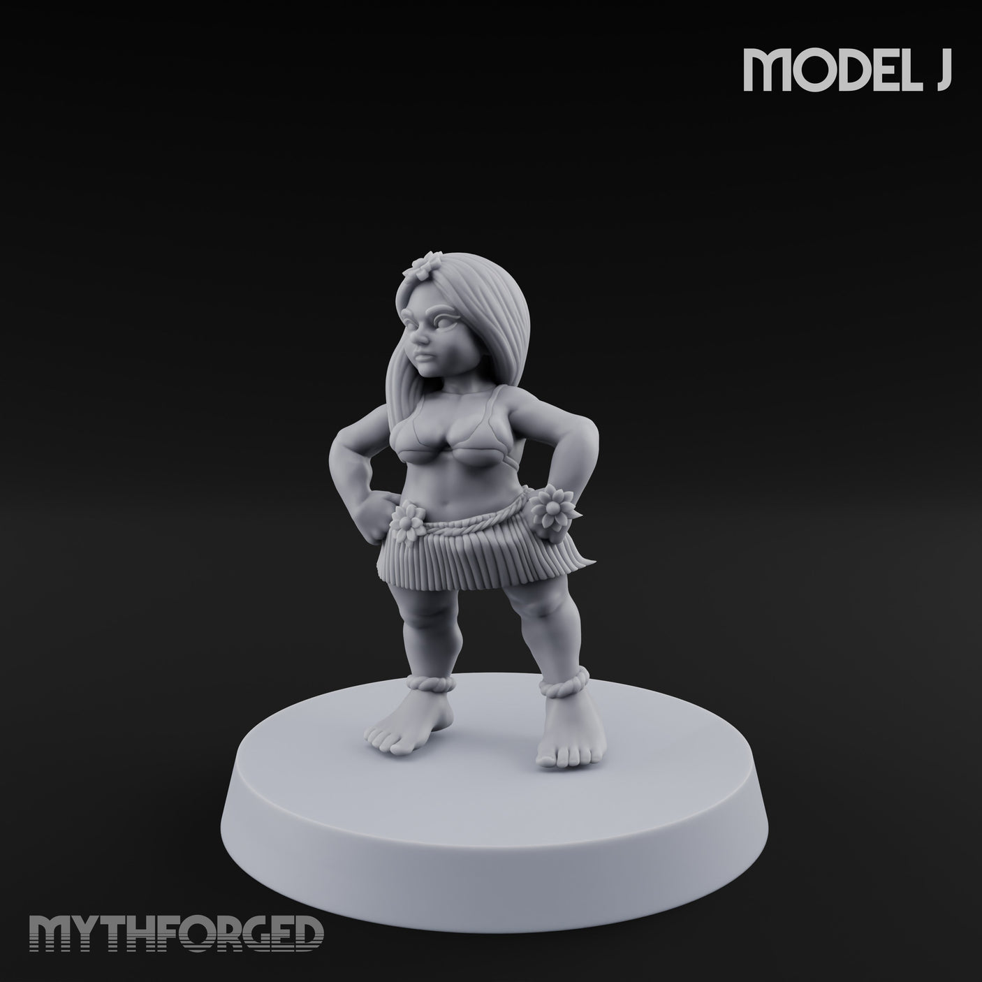 Hula Dancing Halfling Dancer J Miniature for Dungeons and Dragons, Pathfinder or other TTRPGs