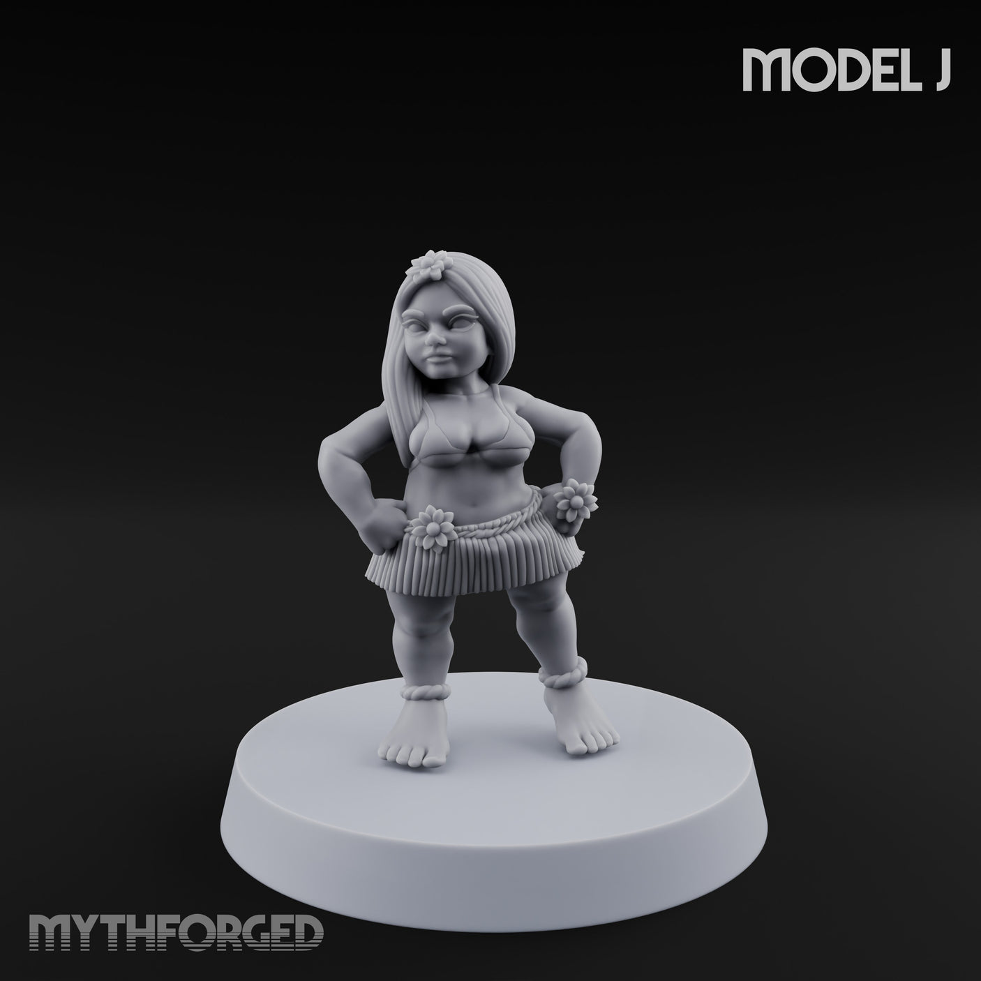 Hula Dancing Halfling Dancer J Miniature for Dungeons and Dragons, Pathfinder or other TTRPGs