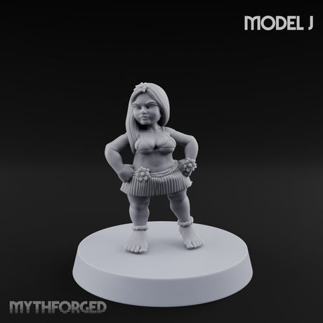 Hula Dancing Halfling Dancer J Miniature for Dungeons and Dragons, Pathfinder or other TTRPGs