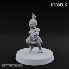 Hula Dancing Halfling Dancer K Miniature for Dungeons and Dragons, Pathfinder or other TTRPGs