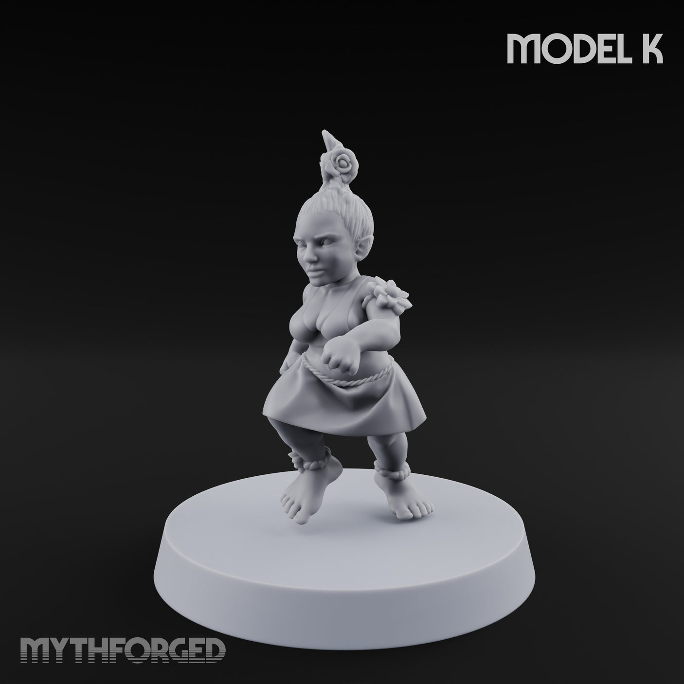 Hula Dancing Halfling Dancer K Miniature for Dungeons and Dragons, Pathfinder or other TTRPGs