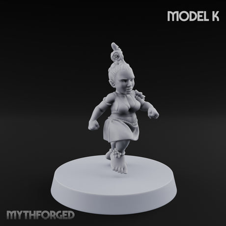 Hula Dancing Halfling Dancer K Miniature for Dungeons and Dragons, Pathfinder or other TTRPGs