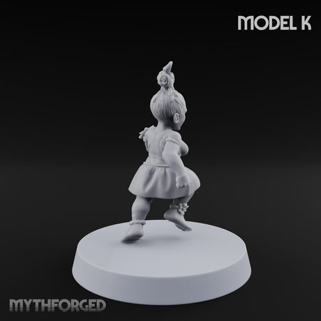 Hula Dancing Halfling Dancer K Miniature for Dungeons and Dragons, Pathfinder or other TTRPGs