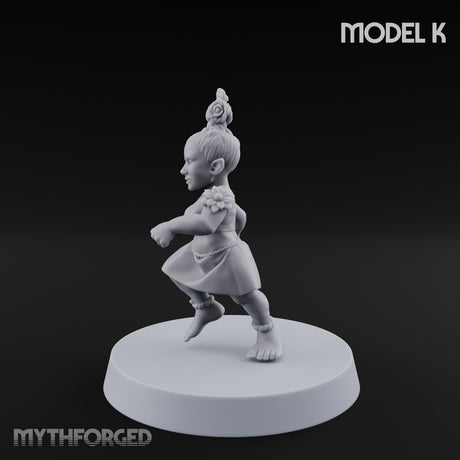 Hula Dancing Halfling Dancer K Miniature for Dungeons and Dragons, Pathfinder or other TTRPGs