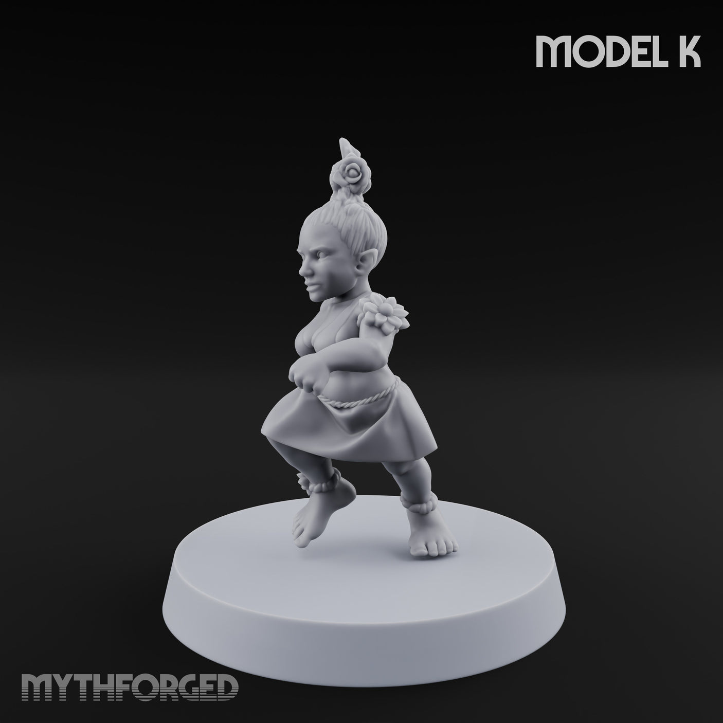 Hula Dancing Halfling Dancer K Miniature for Dungeons and Dragons, Pathfinder or other TTRPGs
