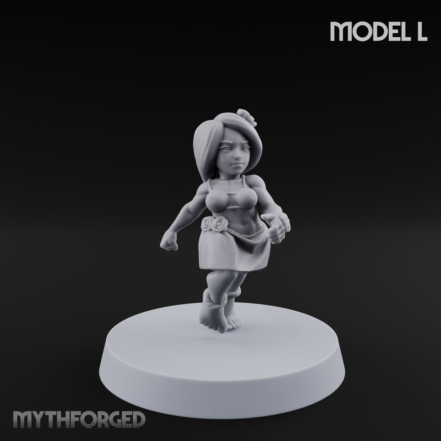Hula Dancing Halfling Dancer L Miniature for Dungeons and Dragons, Pathfinder or other TTRPGs