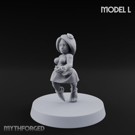 Hula Dancing Halfling Dancer L Miniature for Dungeons and Dragons, Pathfinder or other TTRPGs