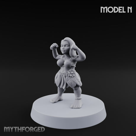 Hula Dancing Halfling Dancer N Miniature for Dungeons and Dragons, Pathfinder or other TTRPGs