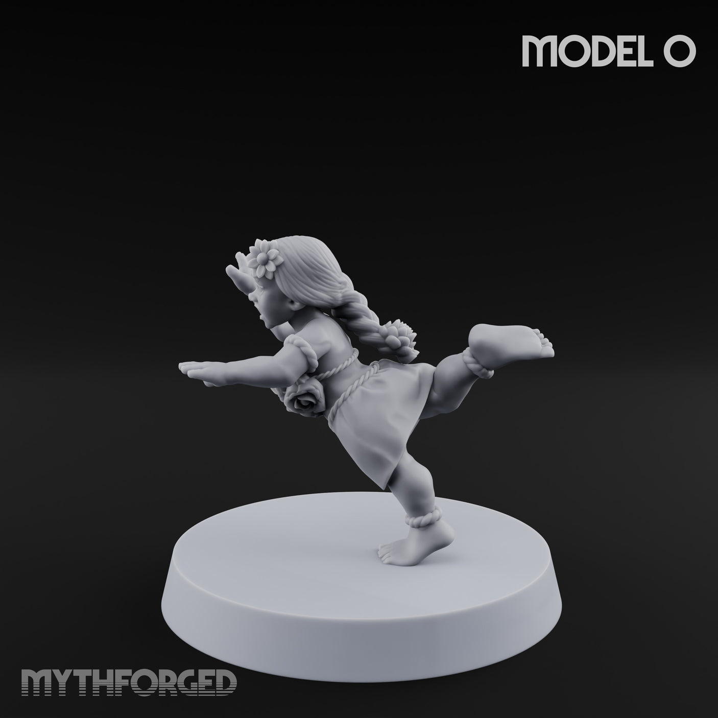 Hula Dancing Halfling Dancer O Miniature for Dungeons and Dragons, Pathfinder or other TTRPGs