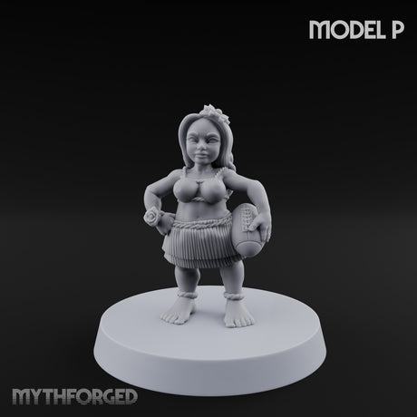 Hula Dancing Halfling Dancer P Miniature for Dungeons and Dragons, Pathfinder or other TTRPGs