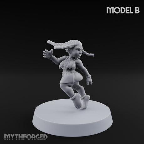 Hula Dancing Halfling Fantasy Football Team Miniature for Dungeons and Dragons, Pathfinder or other TTRPGs