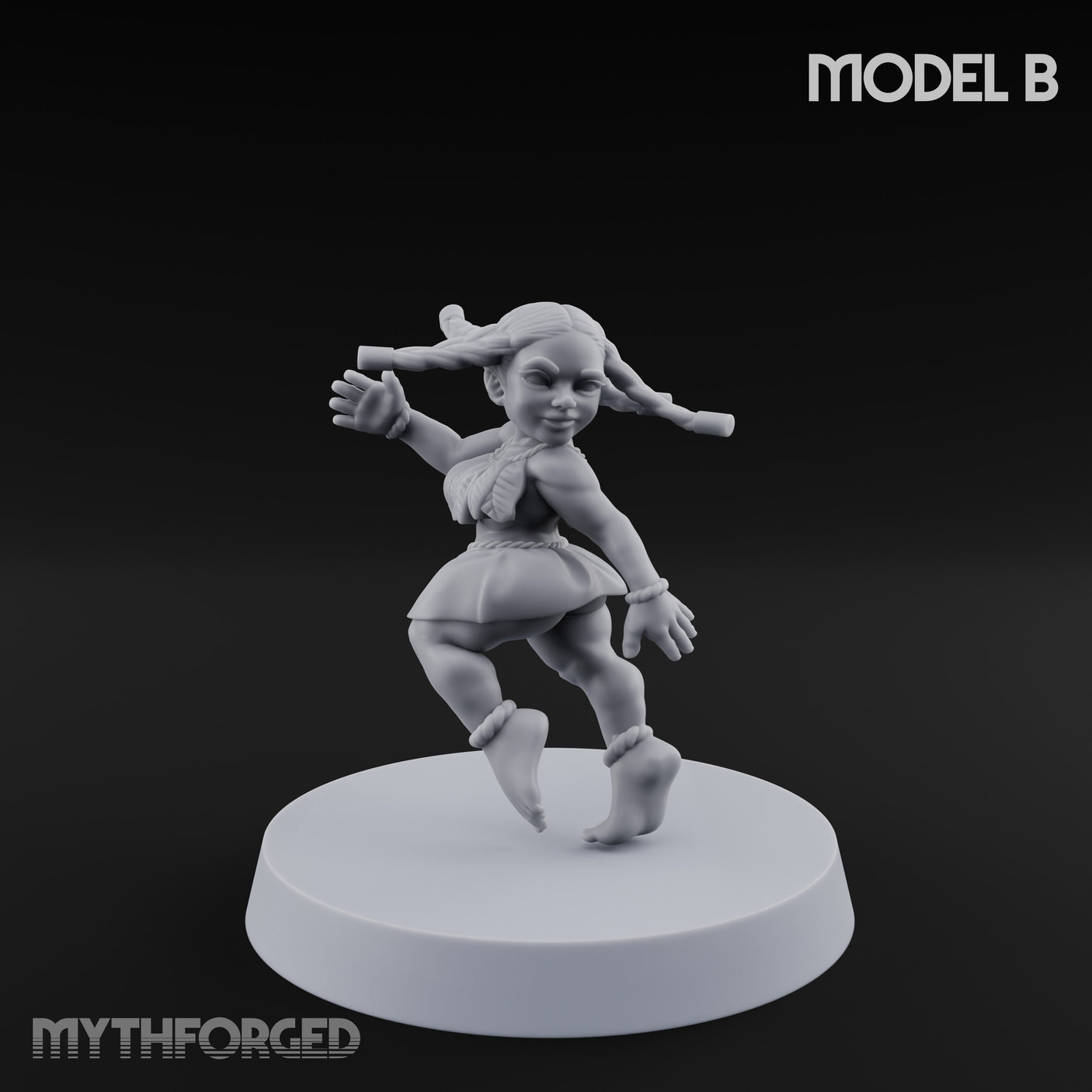 Hula Dancing Halfling Fantasy Football Team Miniature for Dungeons and Dragons, Pathfinder or other TTRPGs