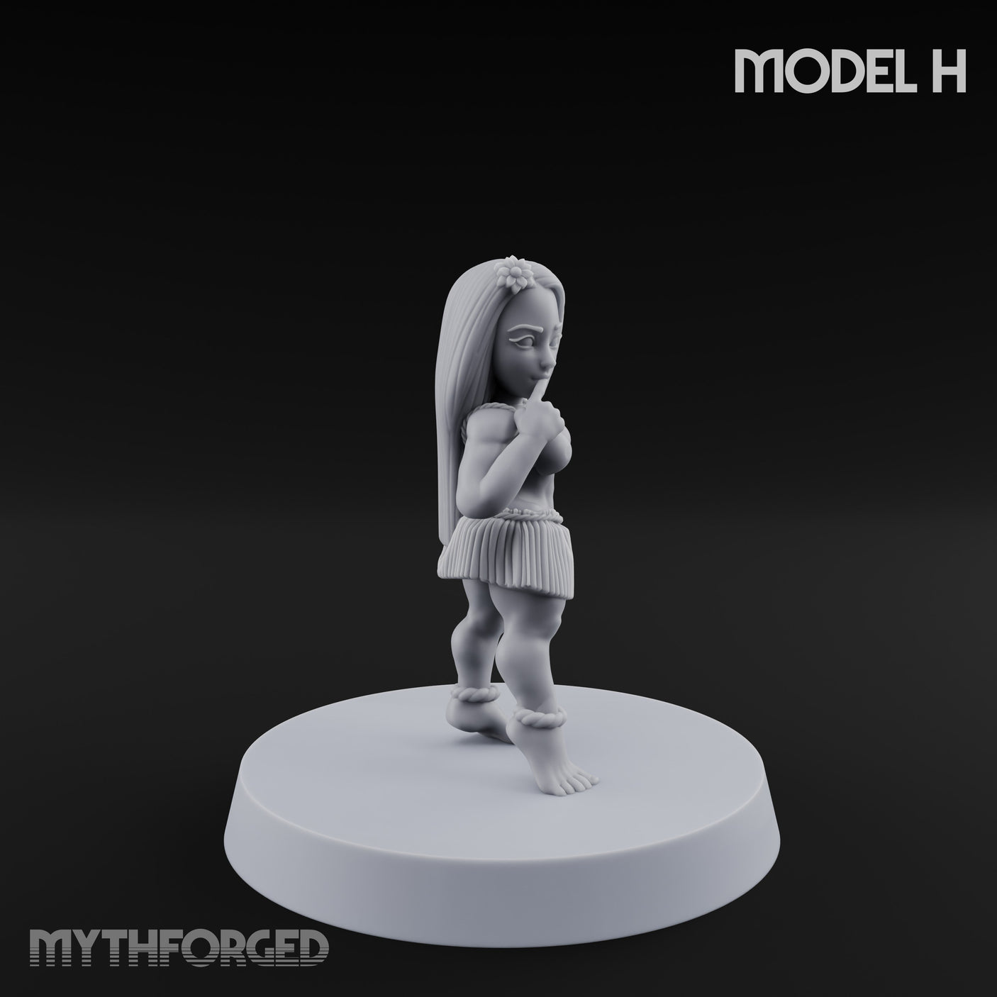 Hula Dancing Halfling Fantasy Football Team Miniature for Dungeons and Dragons, Pathfinder or other TTRPGs