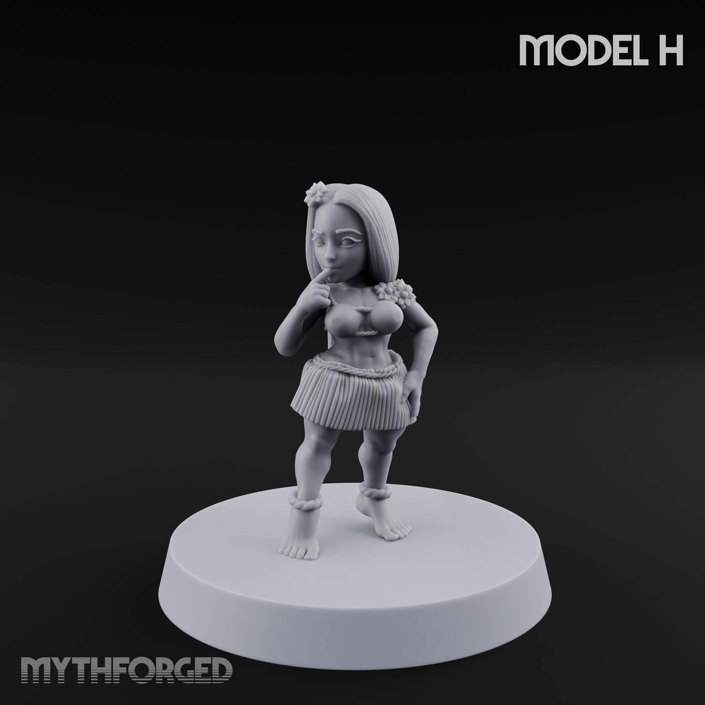 Hula Dancing Halfling Fantasy Football Team Miniature for Dungeons and Dragons, Pathfinder or other TTRPGs