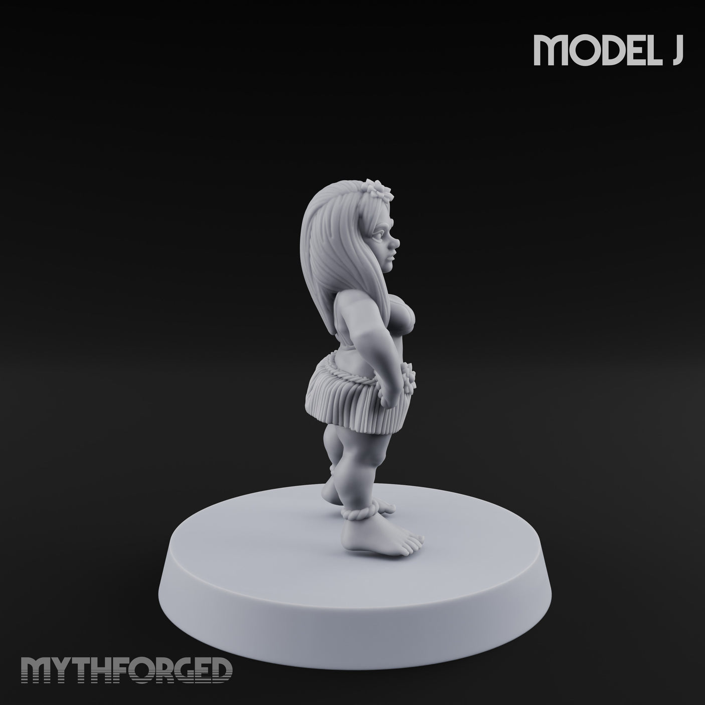 Hula Dancing Halfling Fantasy Football Team Miniature for Dungeons and Dragons, Pathfinder or other TTRPGs