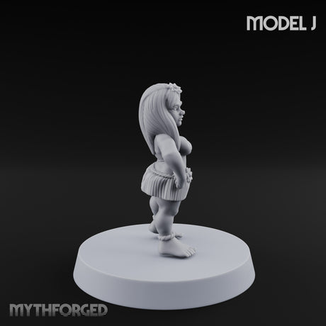 Hula Dancing Halfling Fantasy Football Team Miniature for Dungeons and Dragons, Pathfinder or other TTRPGs