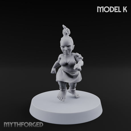 Hula Dancing Halfling Fantasy Football Team Miniature for Dungeons and Dragons, Pathfinder or other TTRPGs