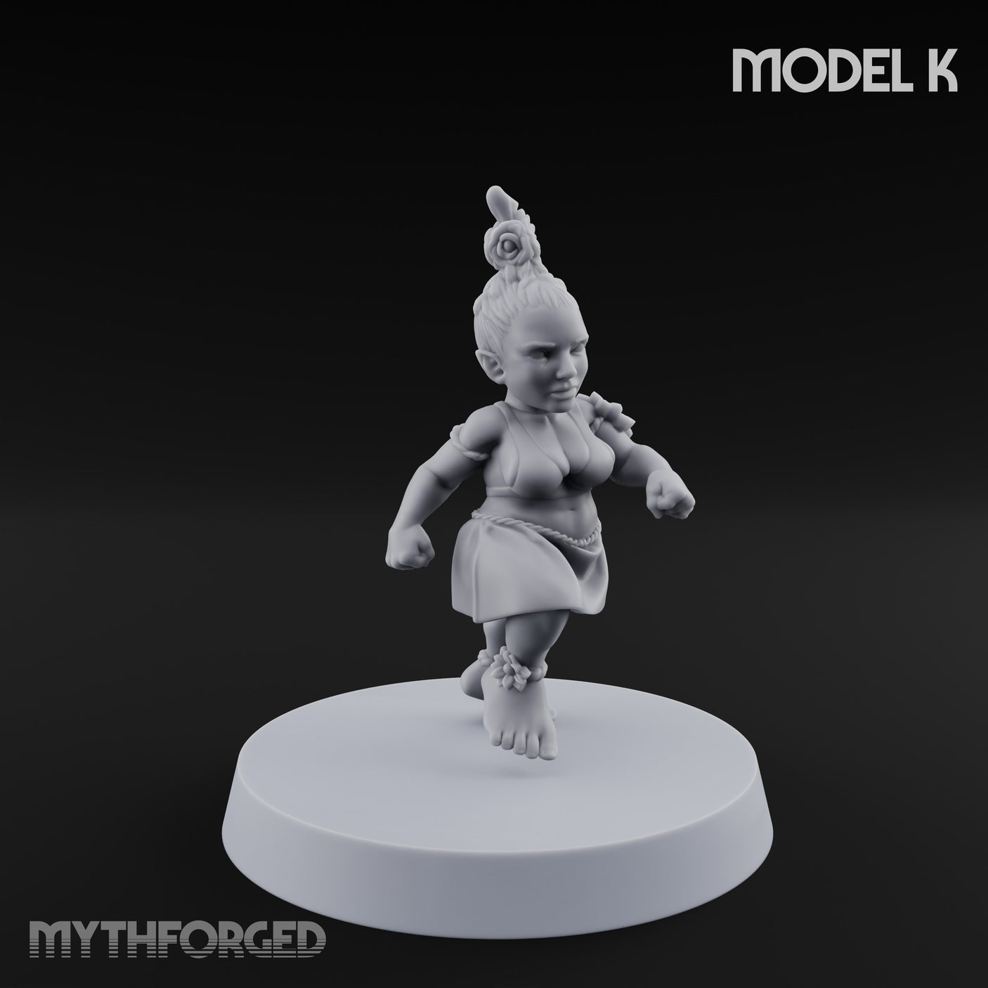 Hula Dancing Halfling Fantasy Football Team Miniature for Dungeons and Dragons, Pathfinder or other TTRPGs