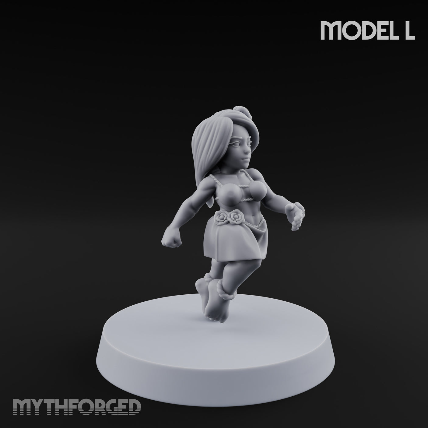 Hula Dancing Halfling Fantasy Football Team Miniature for Dungeons and Dragons, Pathfinder or other TTRPGs