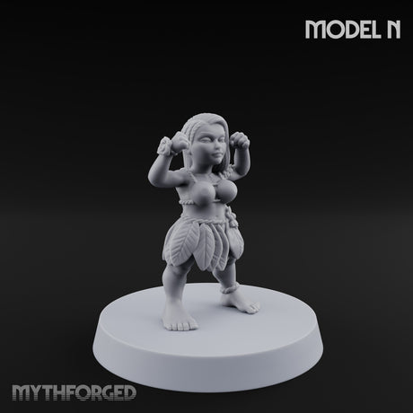 Hula Dancing Halfling Fantasy Football Team Miniature for Dungeons and Dragons, Pathfinder or other TTRPGs