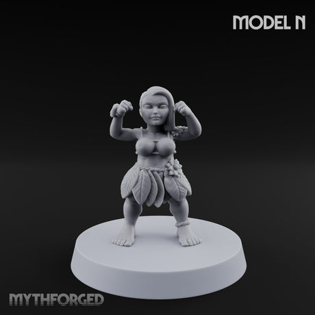 Hula Dancing Halfling Fantasy Football Team Miniature for Dungeons and Dragons, Pathfinder or other TTRPGs