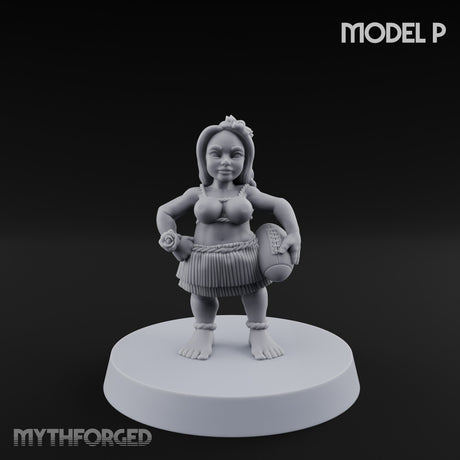 Hula Dancing Halfling Fantasy Football Team Miniature for Dungeons and Dragons, Pathfinder or other TTRPGs