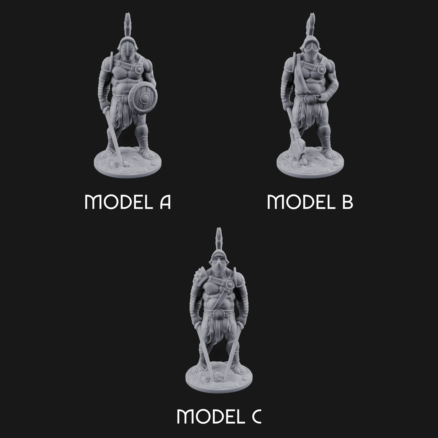 Sword Dragging Human Gladiators Miniature for Dungeons and Dragons, Pathfinder or other TTRPGs