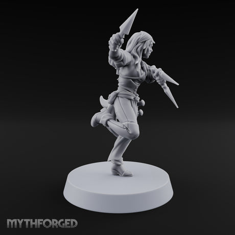 Never Lands Twice in One Spot Human Female Rogue with Twin Curved Blades — Knives