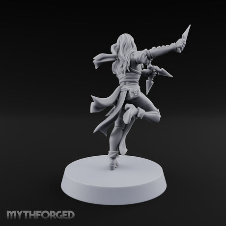 Never Lands Twice in One Spot Human Female Rogue with Twin Curved Blades — Knives