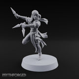 Never Lands Twice in One Spot Human Female Rogue with Twin Curved Blades — Knives