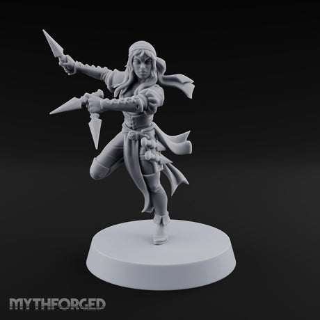 Never Lands Twice in One Spot Human Female Rogue with Twin Curved Blades — Knives