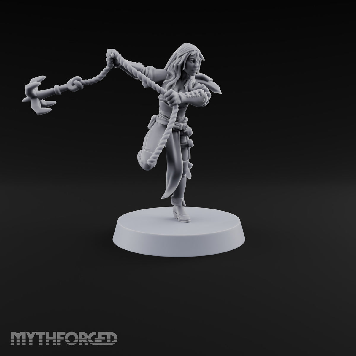 Never Lands Twice in One Spot Human Female Rogue with Twin Curved Blades — Rope