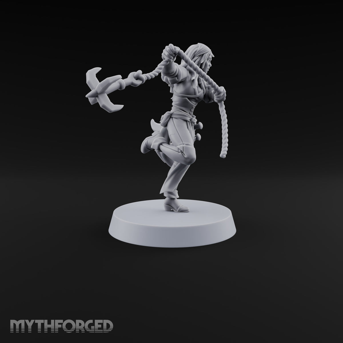 Never Lands Twice in One Spot Human Female Rogue with Twin Curved Blades — Rope