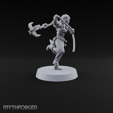 Never Lands Twice in One Spot Human Female Rogue with Twin Curved Blades — Rope