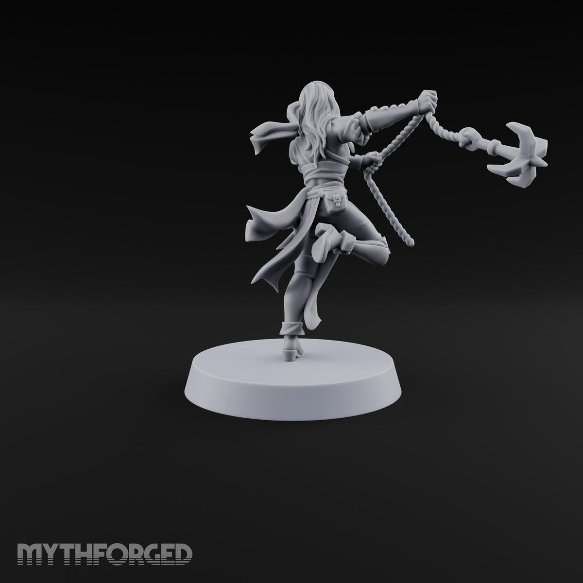 Never Lands Twice in One Spot Human Female Rogue with Twin Curved Blades — Rope