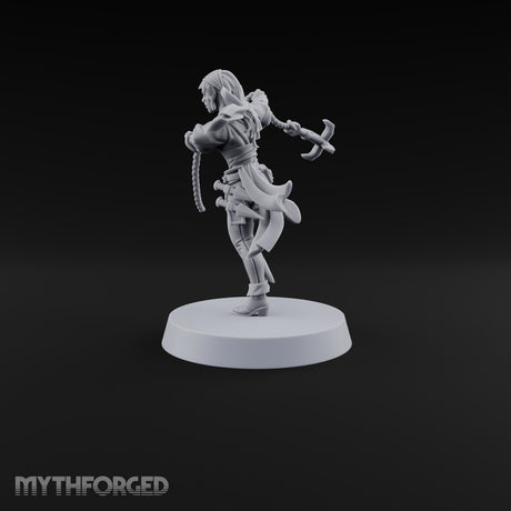 Never Lands Twice in One Spot Human Female Rogue with Twin Curved Blades — Rope
