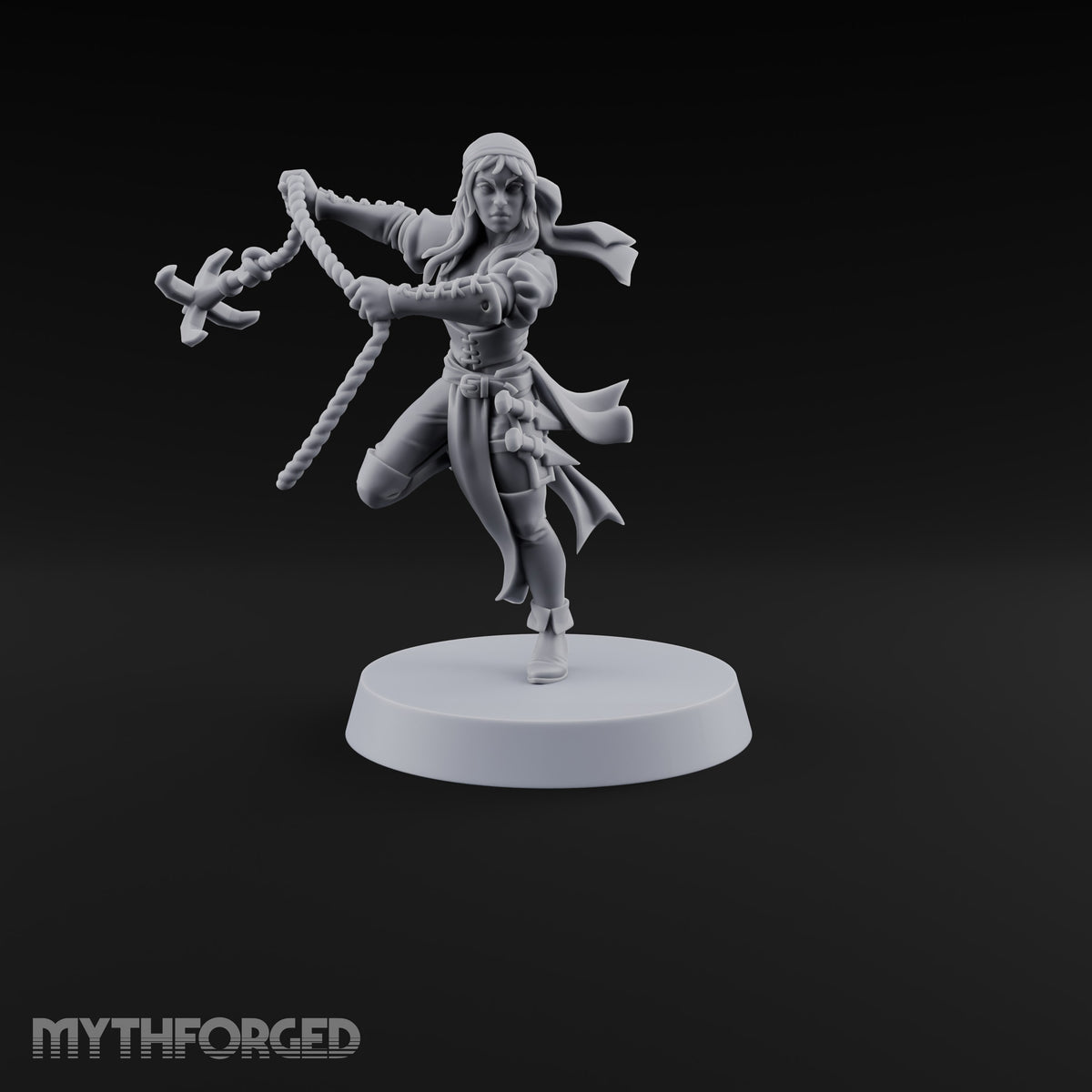 Never Lands Twice in One Spot Human Female Rogue with Twin Curved Blades — Rope