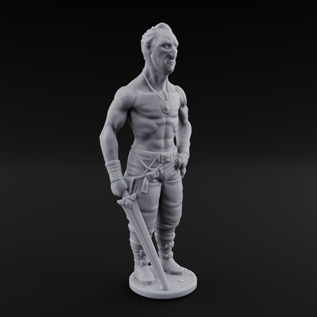 Suns Out Guns Out Human Mercenary A Miniature for Dungeons and Dragons, Pathfinder or other TTRPGs