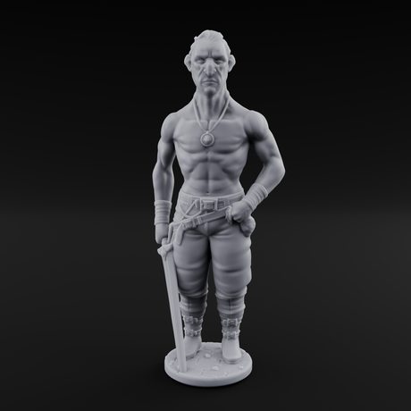 Suns Out Guns Out Human Mercenary A Miniature for Dungeons and Dragons, Pathfinder or other TTRPGs