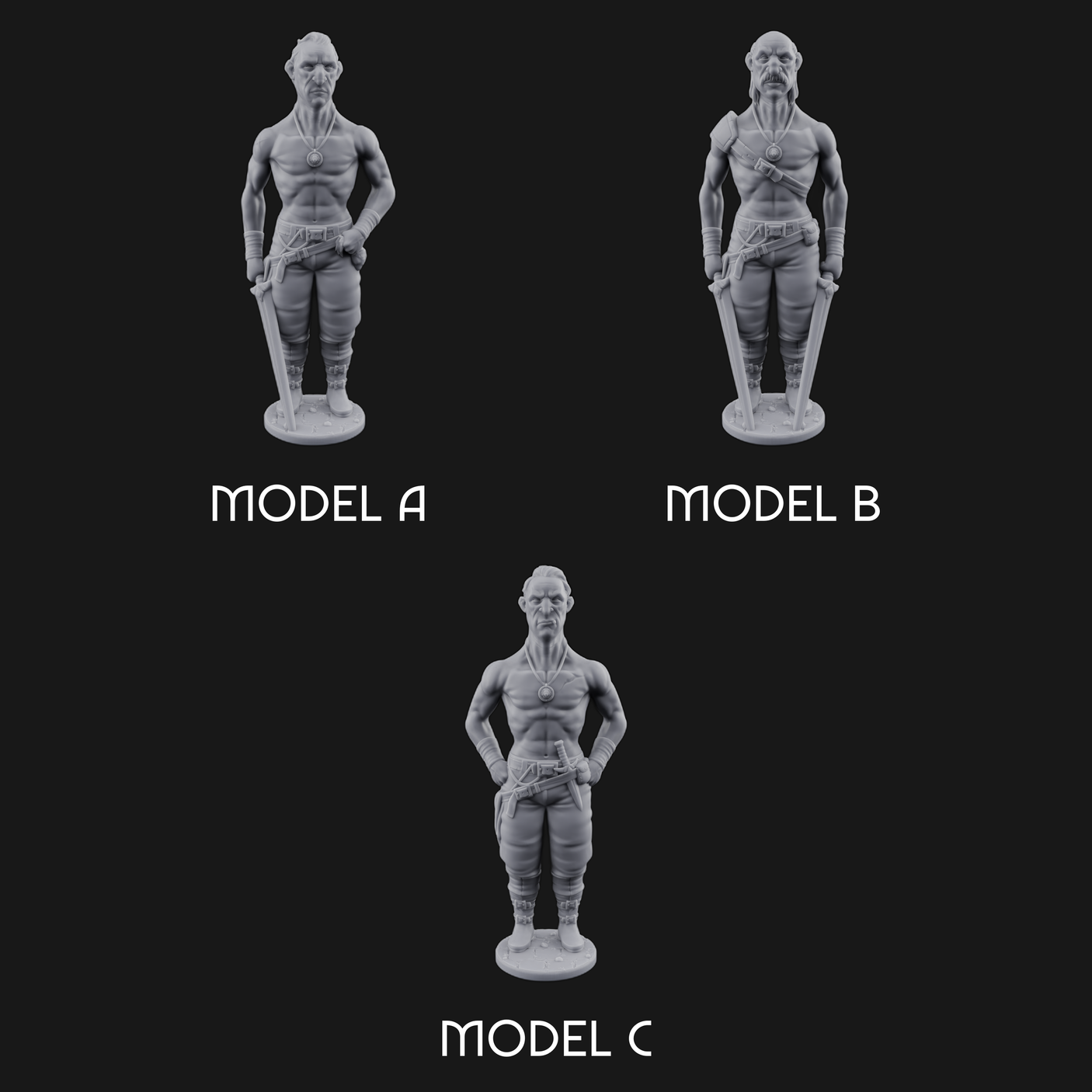 Suns Out Guns Out Human Mercenaries Miniature for Dungeons and Dragons, Pathfinder or other TTRPGs