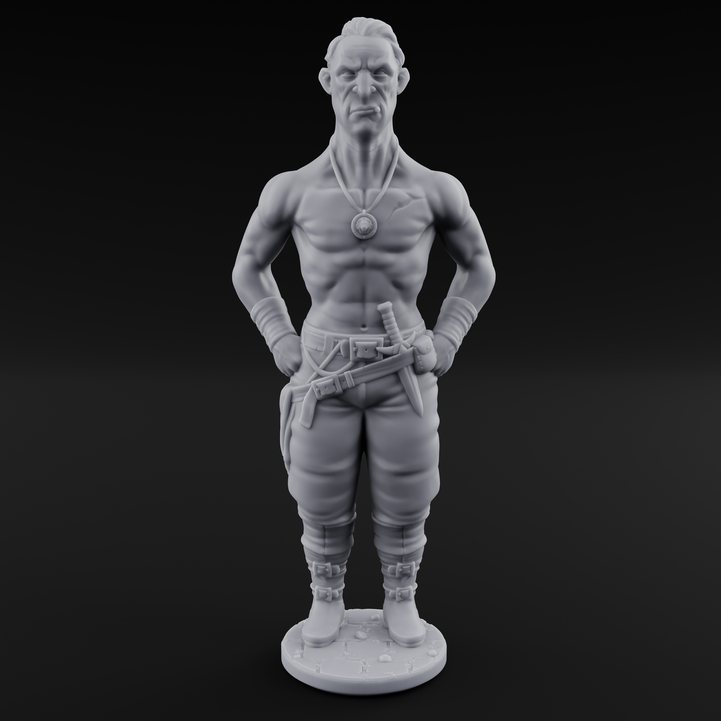 Suns Out Guns Out Human Mercenary C Miniature for Dungeons and Dragons, Pathfinder or other TTRPGs