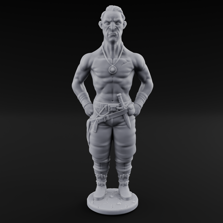 Suns Out Guns Out Human Mercenary C Miniature for Dungeons and Dragons, Pathfinder or other TTRPGs